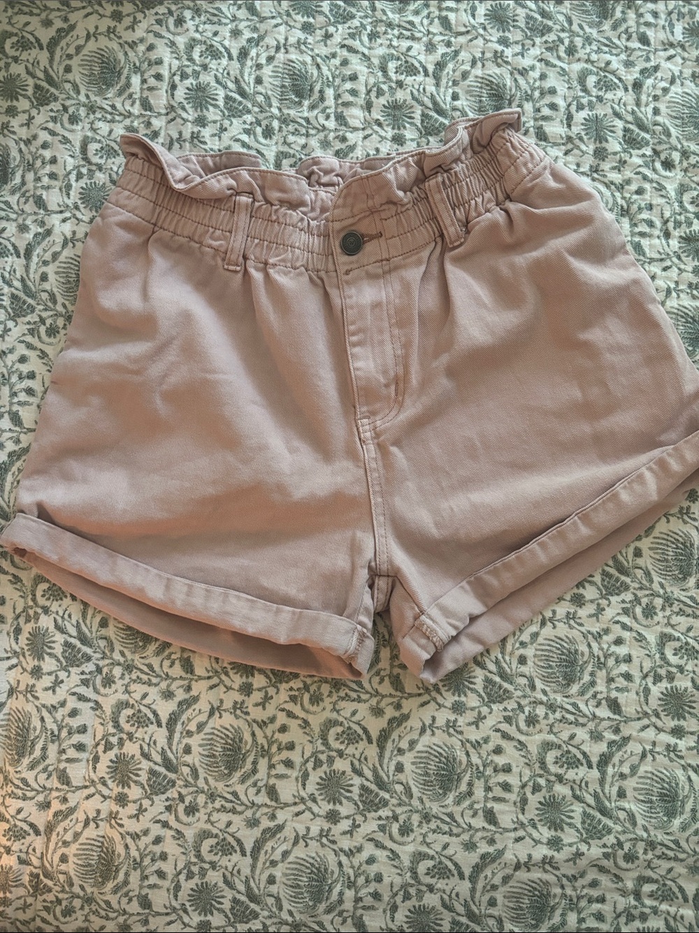Wishlist High-Waist Paperbag Shorts in Dusty Pink
